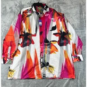 Steven Land Brooklyn Abstract Floral Shirt 3XLT Tall Button Front Microfiber